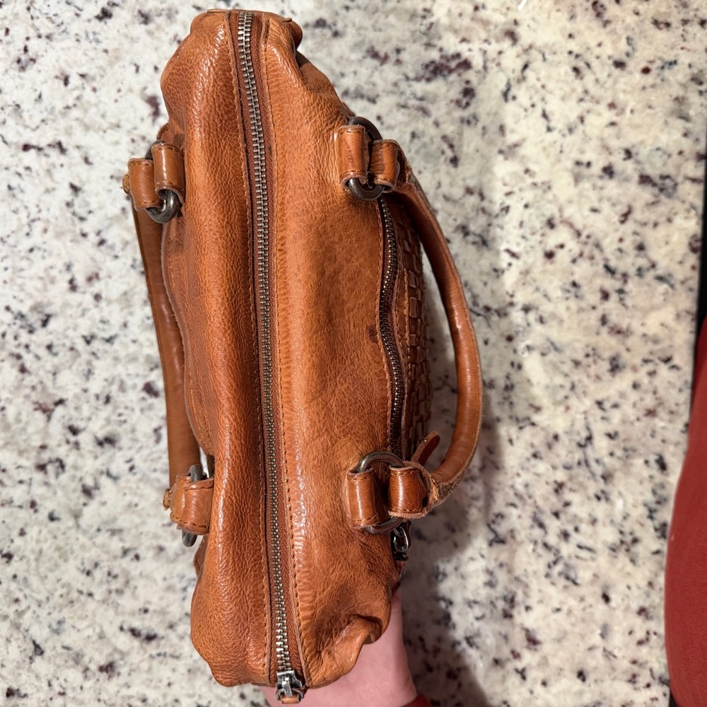 Vilenca Holland Woven Genuine Leather Hand Bag Purse Satchel Brown - Picture 6 of 16